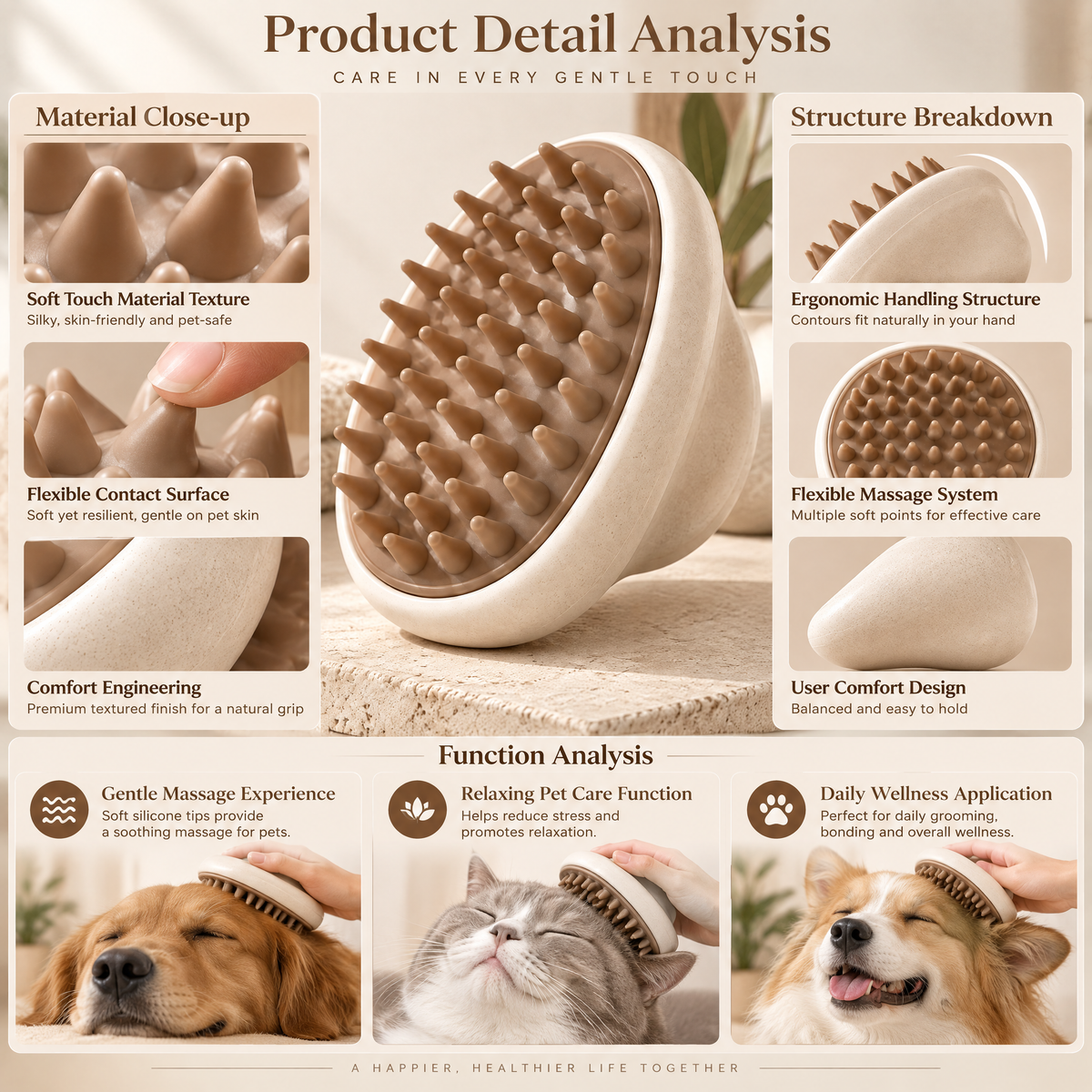 Arvethion™ Soft Silicone Pet Massage Brush