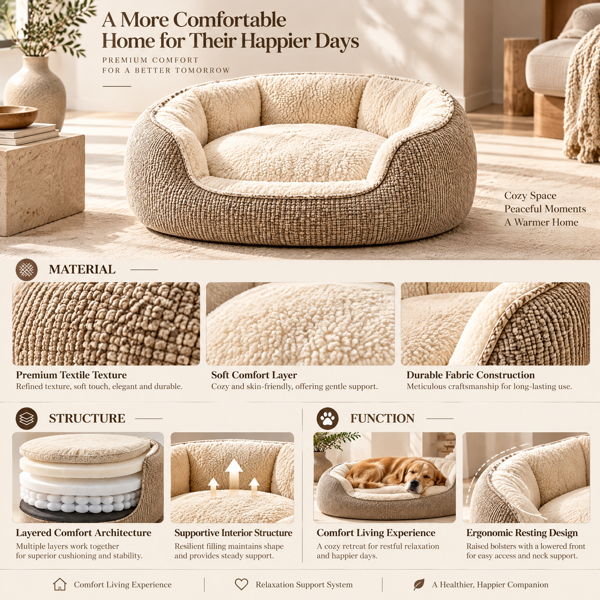 Arvethion™ Cozy Bolster Pet Bed