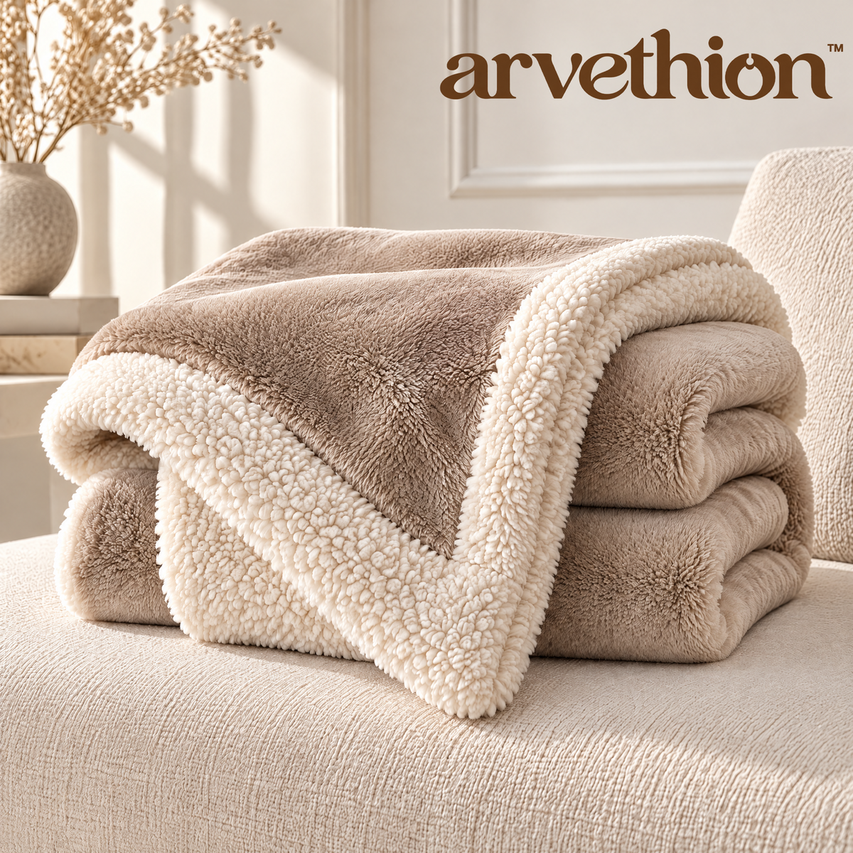 Arvethion™ Sherpa-Lined Plush Throw Blanket