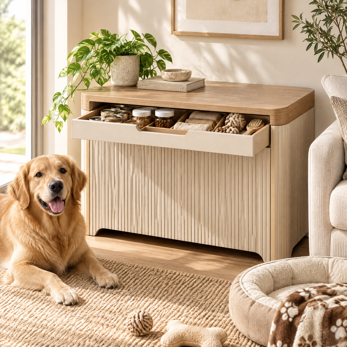 Arvethion™ Pet Wood-Top Storage Cabinet