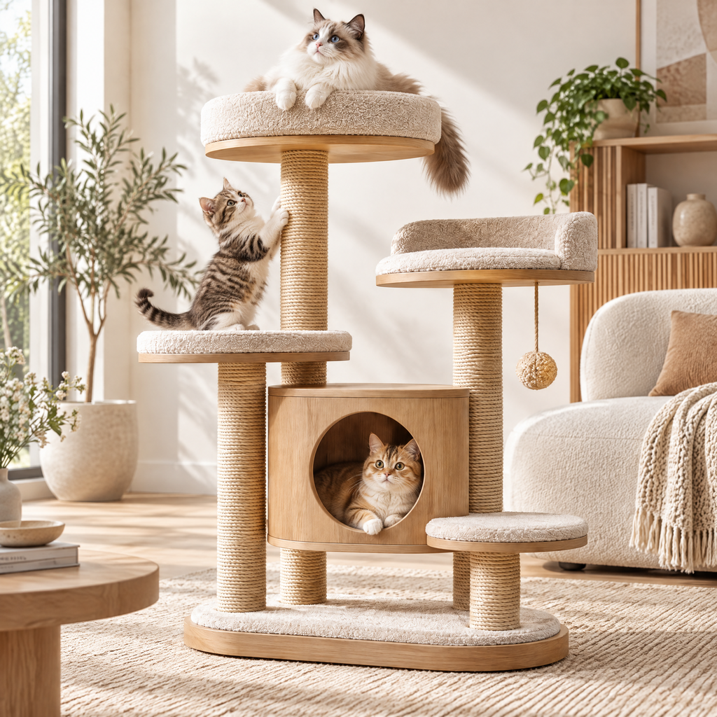 Arvethion™ Multi-Level Wooden Cat Tree