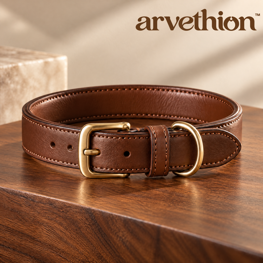 Arvethion™ Classic Leather Dog Collar