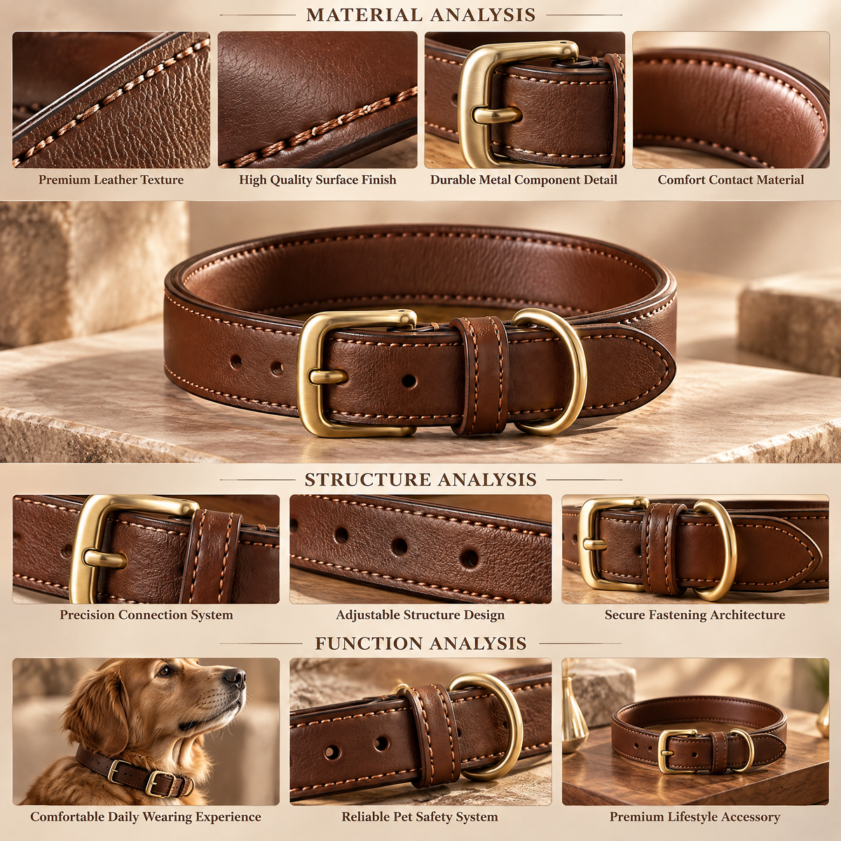 Arvethion™ Classic Leather Dog Collar